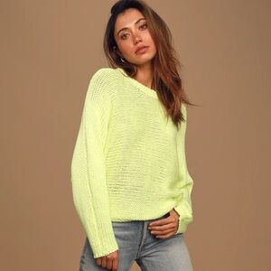 Cipriani Neon Yellow Dolman Sleeve Knit Sweater
